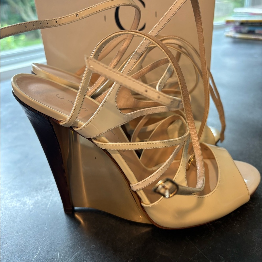 *New* Casadei Patent Strappy Wedge Sandal